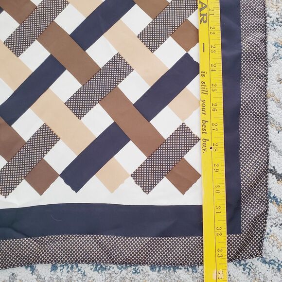 VTG Yves Saint Laurent Print Scarf 33" SQ Brown Stripes Pattern Head Scarf Silk? - Picture 9 of 10